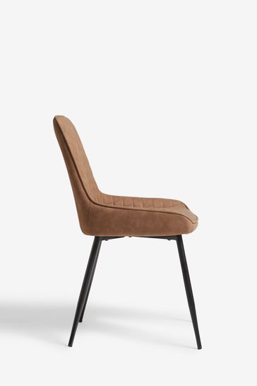 Set of 2 Arona Faux Leather Caramel Brown Hamilton Non Arm Dining Chairs