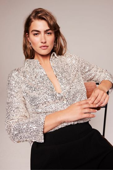 Mint velvet cream shop sequin lips sweatshirt