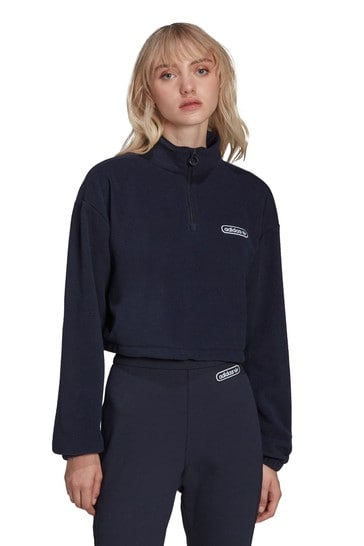 adiads Originals Navy Vintage Sports Half Zip Sweatshirt
