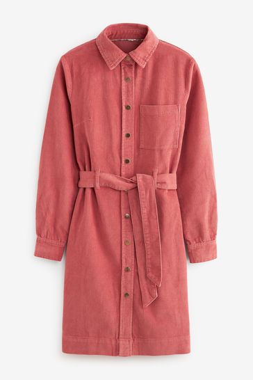 Pink cord 2025 shirt dress