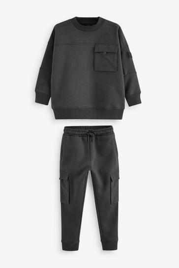 Buy Charcoal Grey Utility Crew Neck Sweatshirt and Cargo Jogger Set 3 16yrs from Next Bahrain