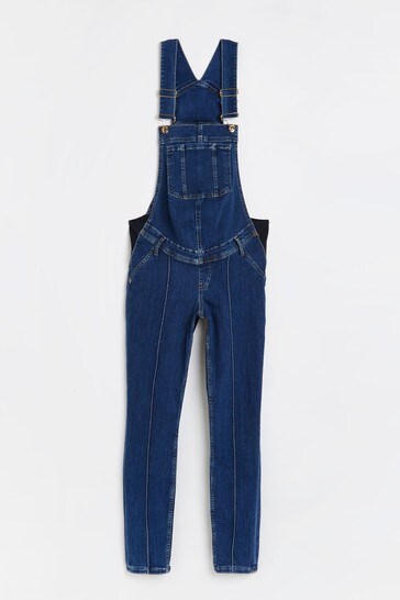 Buy River Island Blue Denim Medium Maternity Skinny Dungaree from Next Poland