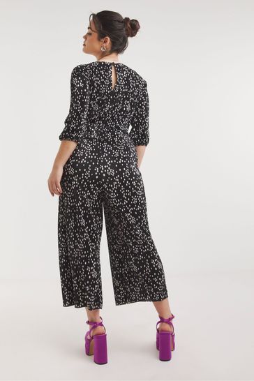Buy Simply Be Black Spot plisse Culotte Jumpsuit from Next Germany