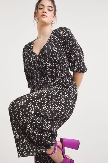 Buy Simply Be Black Spot plisse Culotte Jumpsuit from Next Germany