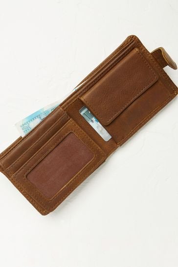 FatFace Tan Brown Seamed Leather Wallet