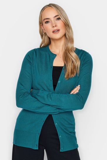 Long Tall Sally Blue Crew Neck Cardigan