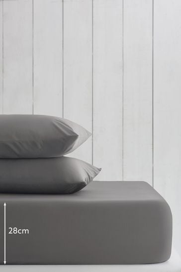 Charcoal Grey Cotton Rich Fitted Sheet
