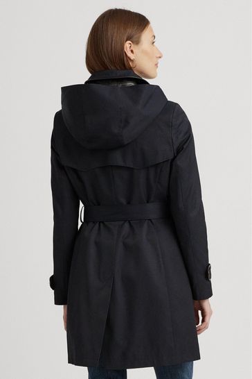 Ralph lauren faux best sale leather trim trench coat