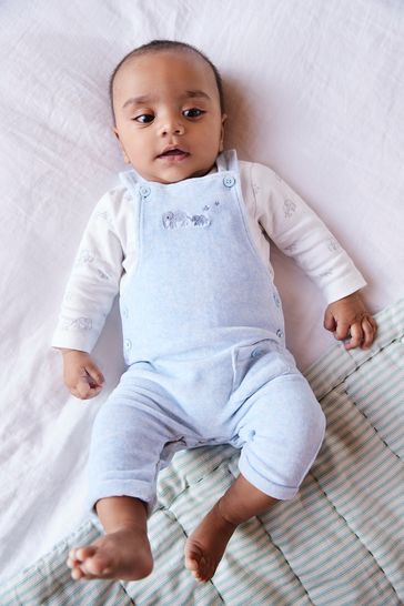 Velour Baby Dungarees And Bodysuit Set (0mths-2yrs)
