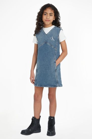 Calvin Klein Kids Blue Pinafore Dress