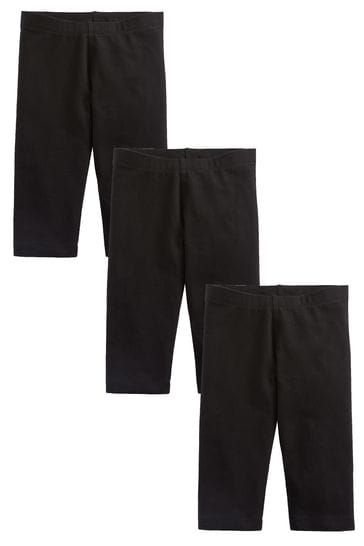 Black 3 Pack Cropped Leggings 3 16yrs