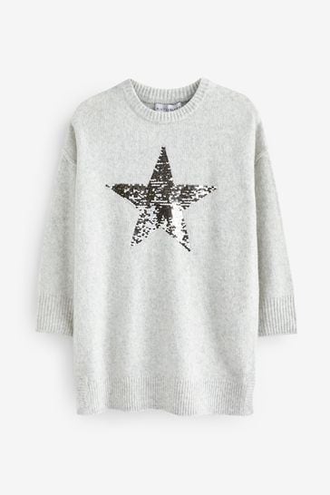 Buy Mint Velvet Grey Star Knit Jumper Dress from Next Poland