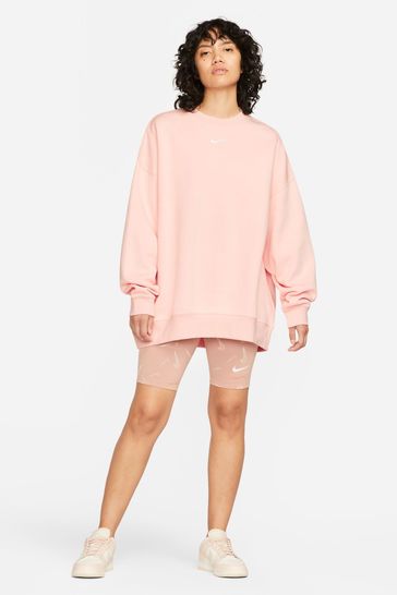 Buy Nike Pink Oversized Long Line Crew Sweatshirt from Next Luxembourg