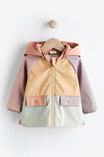 Pastel Colourblock Fleece Lined Zip Rubberised Jacket