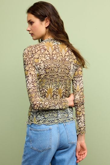 Buy Black Gold Long Sleeve Mesh Top from Next Luxembourg