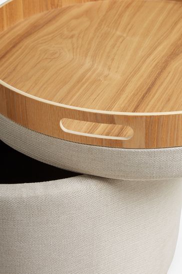 Contemporary Tweed Natural Ashton Storage Stool