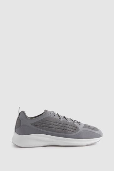 Reiss Grey Adison Hybrid Knit Running Trainers