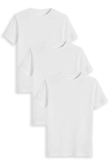 White 3 Pack Cotton Rib T-Shirts (1.5-16yrs)