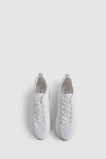 Reiss White Adison Hybrid Knit Running Trainers