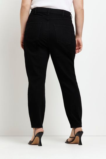 Buy River Island Black Plus Mom High Rise Jeans from Next Luxembourg