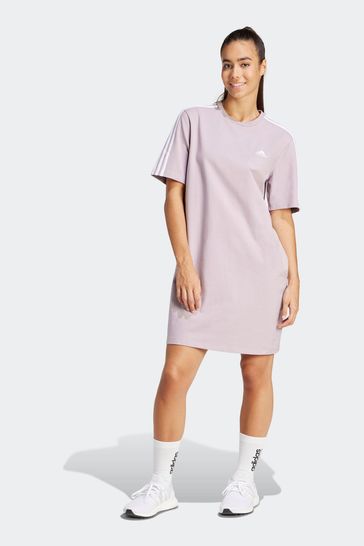 adidas Purple Sportswear Essentials 3-Stripes Single Jersey Boyfriend T-Shirt Dress