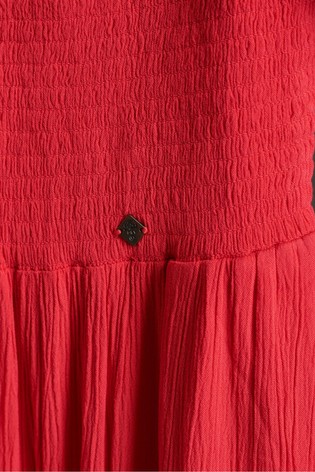 Superdry Red Kala Smocked Midi Dress ...