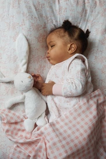 Buy The Little Tailor Pink White Baby Easter Bunny Print Muslin