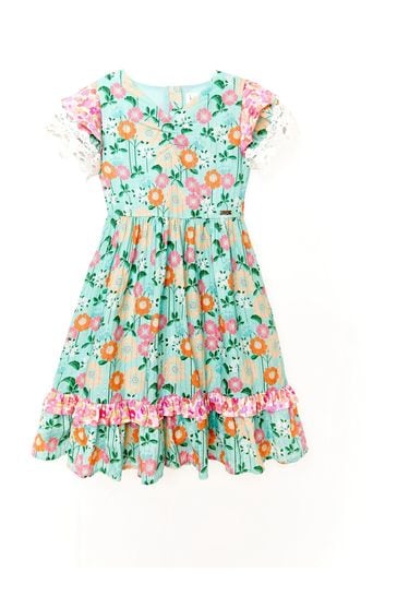 Nicole Miller Green Mixed Floral Dress