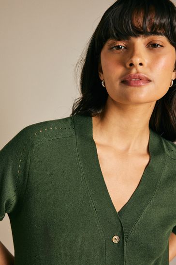 Buy Khaki Green Soft Touch Button Up Knitted Cardigan from Next Bahrain