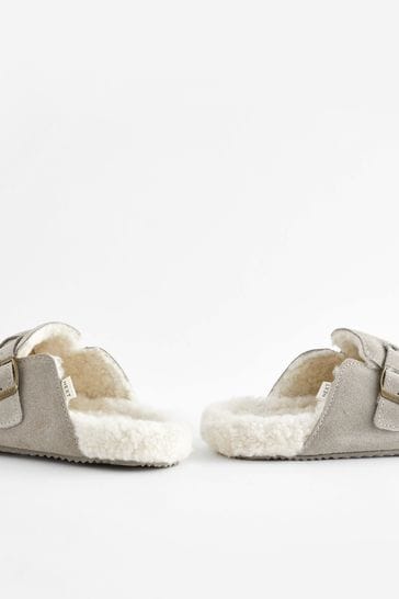 White company suede online mule slippers