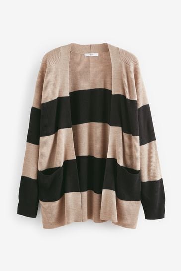 Buy Black and Camel Brown Stripe Soft Touch Cosy Knit Longline Cardigan from Next Bahrain