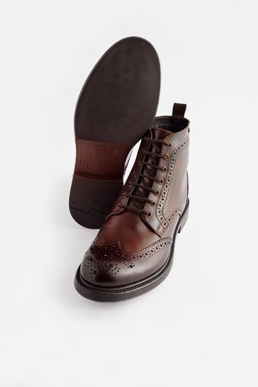 Mens wingtip brogue boots clearance