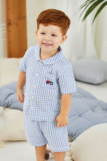 JoJo Maman Bébé Blue Woven Pyjamas