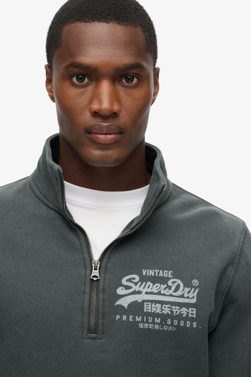 Buy Superdry Washed Black 100 Cotton Classic Vl Graphic Half Zip Hoodie from Next Egypt
