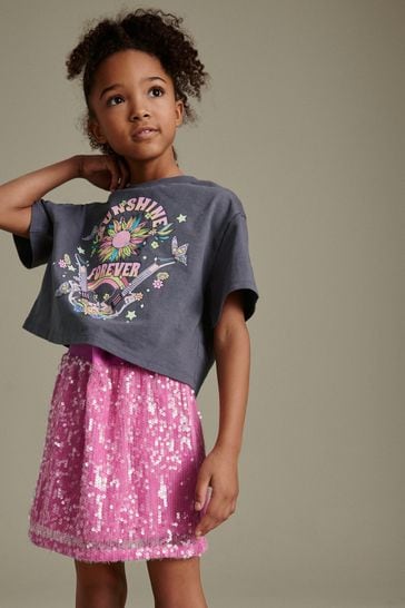 Sequin skirt and t shirt on sale