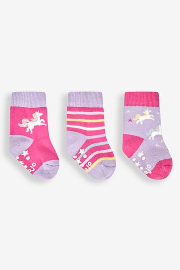 JoJo Maman Bébé Fuchsia 3-Pack Extra Thick Unicorn Socks