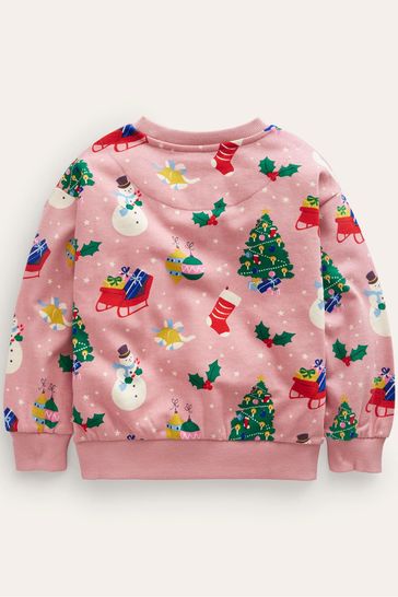 Buy Boden Pink Relaxed Printed Christmas Sweatshirt from Next Netherlands