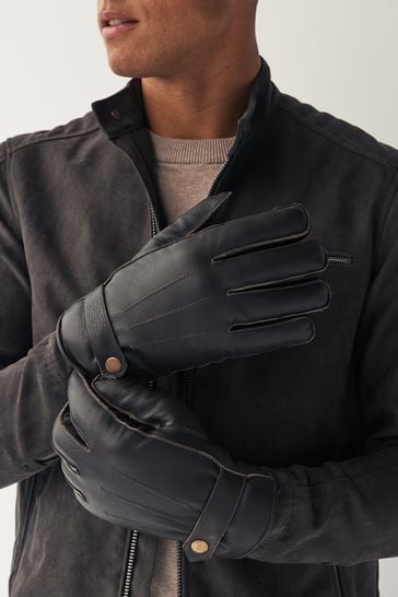 Brown Borg Lined Leather Gloves