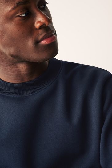 Navy Blue Regular Fit Crew Sweatshirt