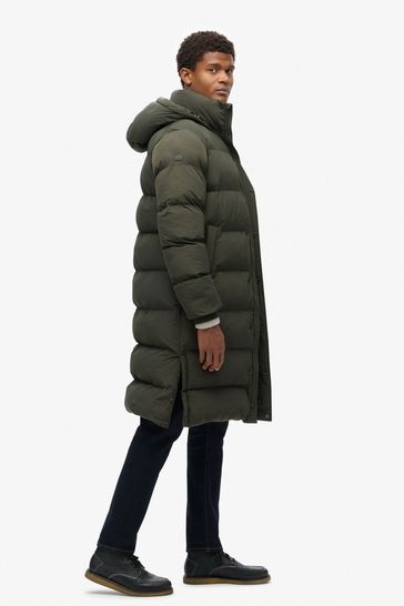 Buy Superdry Olive Green Hooded Longline Puffer Coat from Next Bahrain