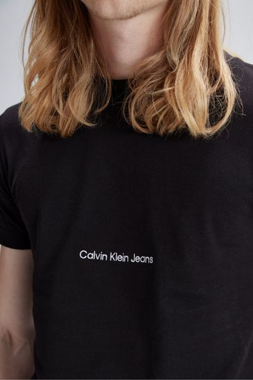 Buy Calvin Klein Jeans Black Institutional Logo T-Shirt from Next Luxembourg