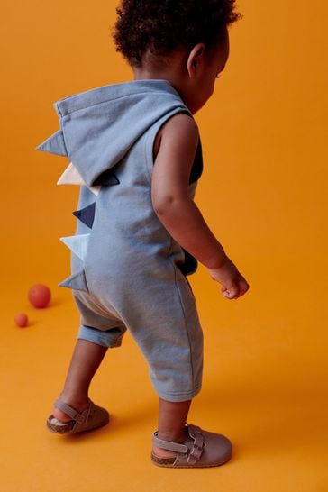 Teal Blue Dino Spike Short All-In-One (3mths-7yrs)