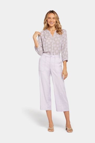 Buy NYDJ Wide Leg Linen Cargo Capri Trousers from Next Luxembourg