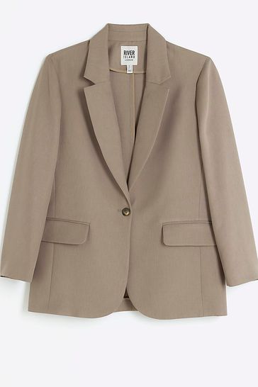 River Island Relaxed Fit Roll Sleeve Blazer