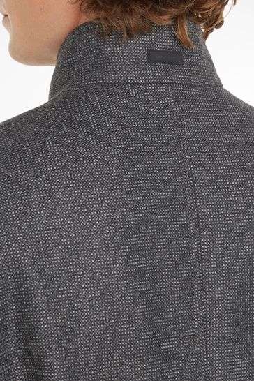 Buy Calvin Klein Grey Wool Blend Funnel Neck Coat from Next Lithuania