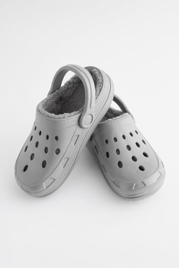 Grey fuzz store lined crocs