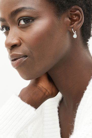 Stone hoop store stud earrings