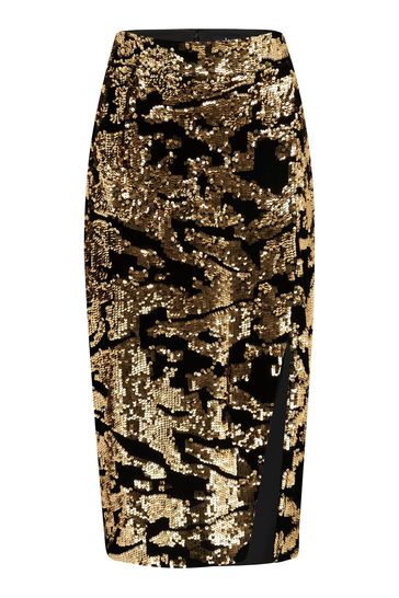 Black velvet sequin pencil skirt cheap