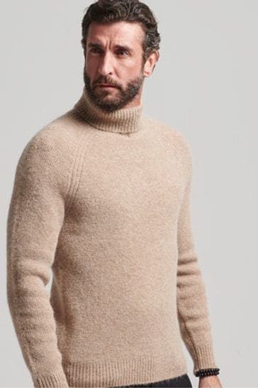 Superdry Natural Alpaca Chunky Roll Neck Jumper