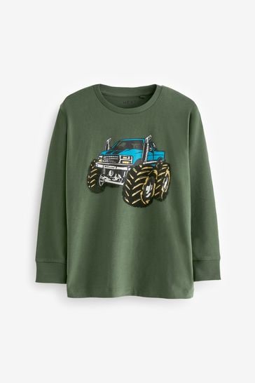 Green Monster Truck Long Sleeve Graphic T-Shirt (3-14yrs)